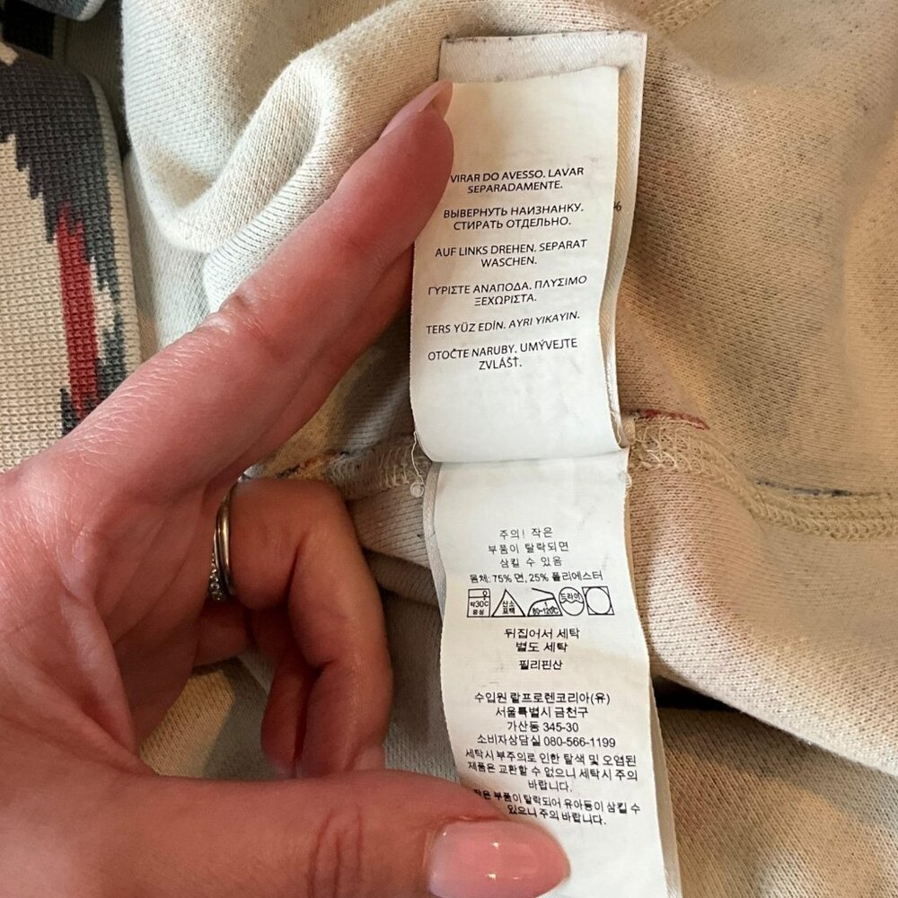 Polo Ralph Lauren Beacon Aztec Southwestern Fleece Hoodie Mens Medium Pullover - Picture 14 of 15